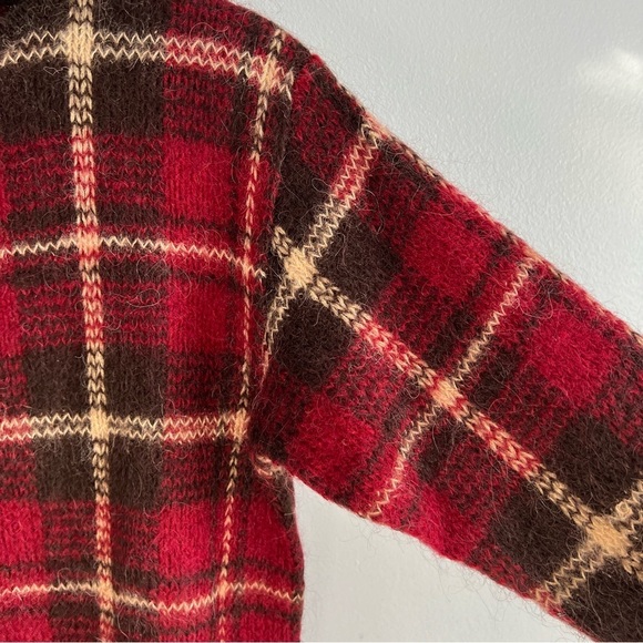 Vintage Dressbarn Mohair Blend Golden Button Up Cardigan Sz M Plaid Academia - Picture 5 of 9